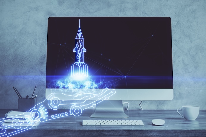 Dator med skiss för tillverkning